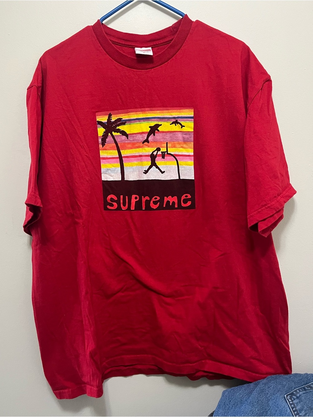 Supreme Red Basketball Sunset Tee